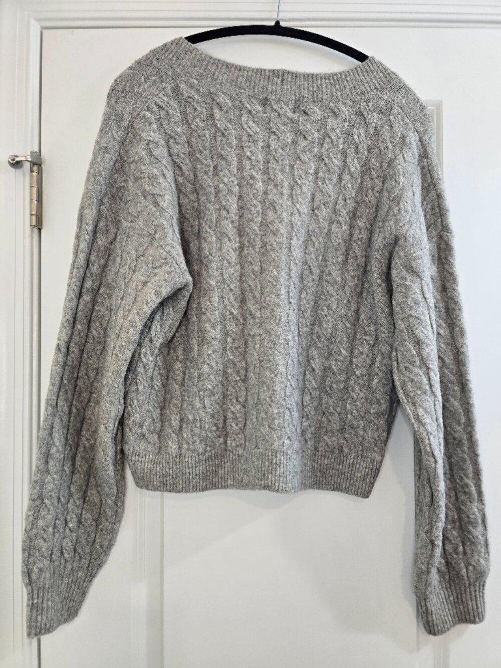 H&M Cable-Knit V-neck Cardigan Sweater - Gray - Picture 2 of 5